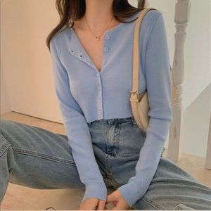 Blue button up cardigan